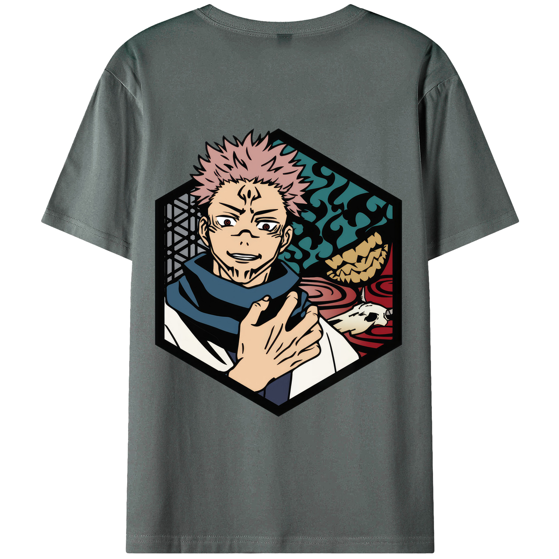 （画像用） 呪術廻戦 Jujutsu Kaisen 綿100％ メンズ半袖Tシャツ（バックプリント） 通気性